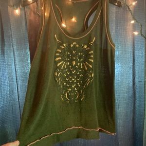 Olive green owl shirt